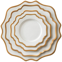 Wholesale gold western bone China dinnerware sets banquet sunflower plates