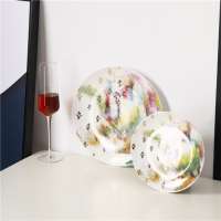 New arrival top grade porcelain dishes set decal printed custom tableware serving ceramic plates