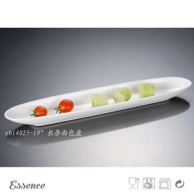 Long white porcelain sushi plates