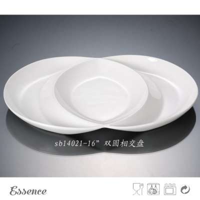 Competing price white ceramic ceramic compartment plate