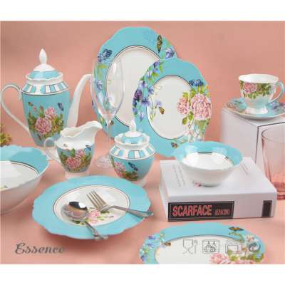 Best quality Blossom flower design dinnerware new bone china 72pcs dinner set