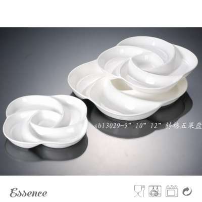 Restaurant use white porcelain 4 section plate