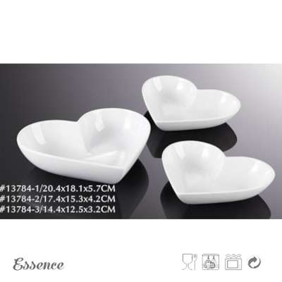 Custom luxury white ceramic heart shape dish