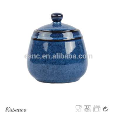 Latest design reactive glaze 350ml eco-friendly ceramic sugar pot