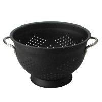 Stainless Steel 3 Qrt Kitchen Strainer With Large Stable Base Black colander